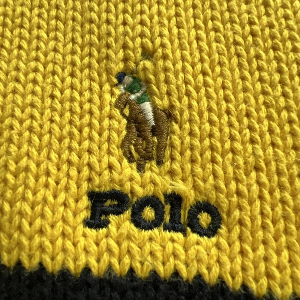Polo Ralph Lauren Quarter Zip Sweater Boys XL Navy Yellow‎ Green Striped A33